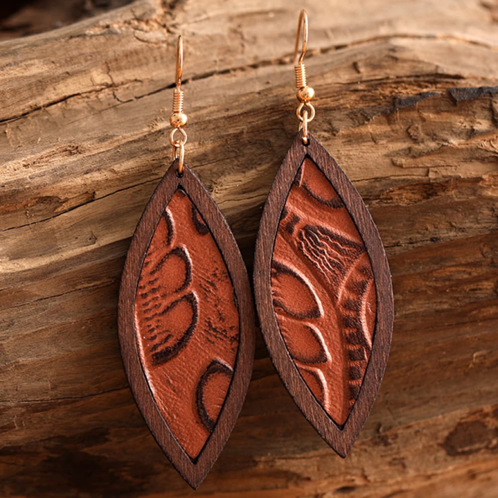 Geometrical Shape Wooden Dangle Earrings - AllIn Computer