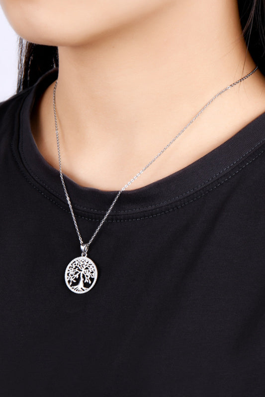 Adored 925 Sterling Silver Moissanite Tree Pendant Necklace - AllIn Computer