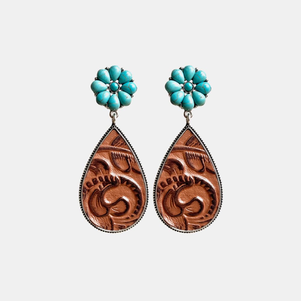 Turquoise Flower Teardrop Earrings - AllIn Computer