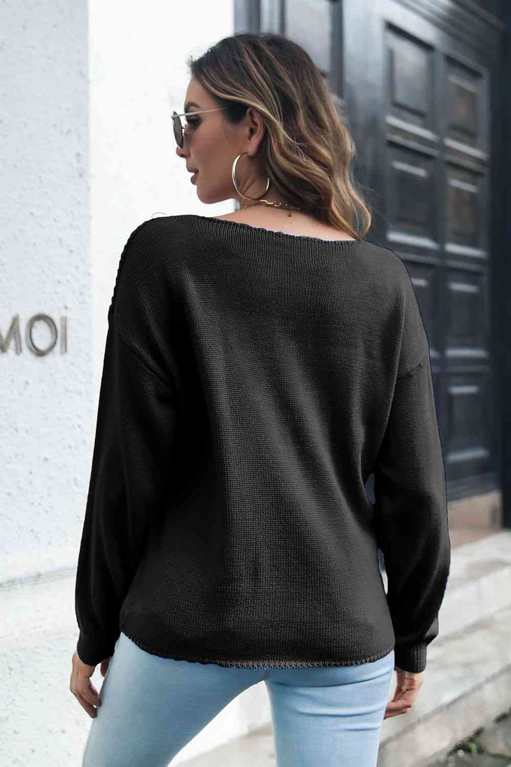 Cable-Knit V-Neck Sweater - AllIn Computer