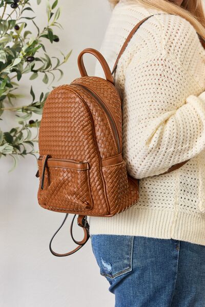 SHOMICO PU Leather Woven Backpack - AllIn Computer
