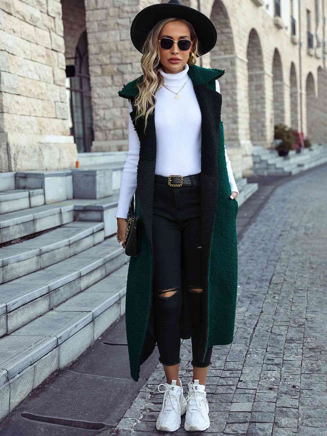 Lapel Collar Sleeveless Coat Vest - AllIn Computer