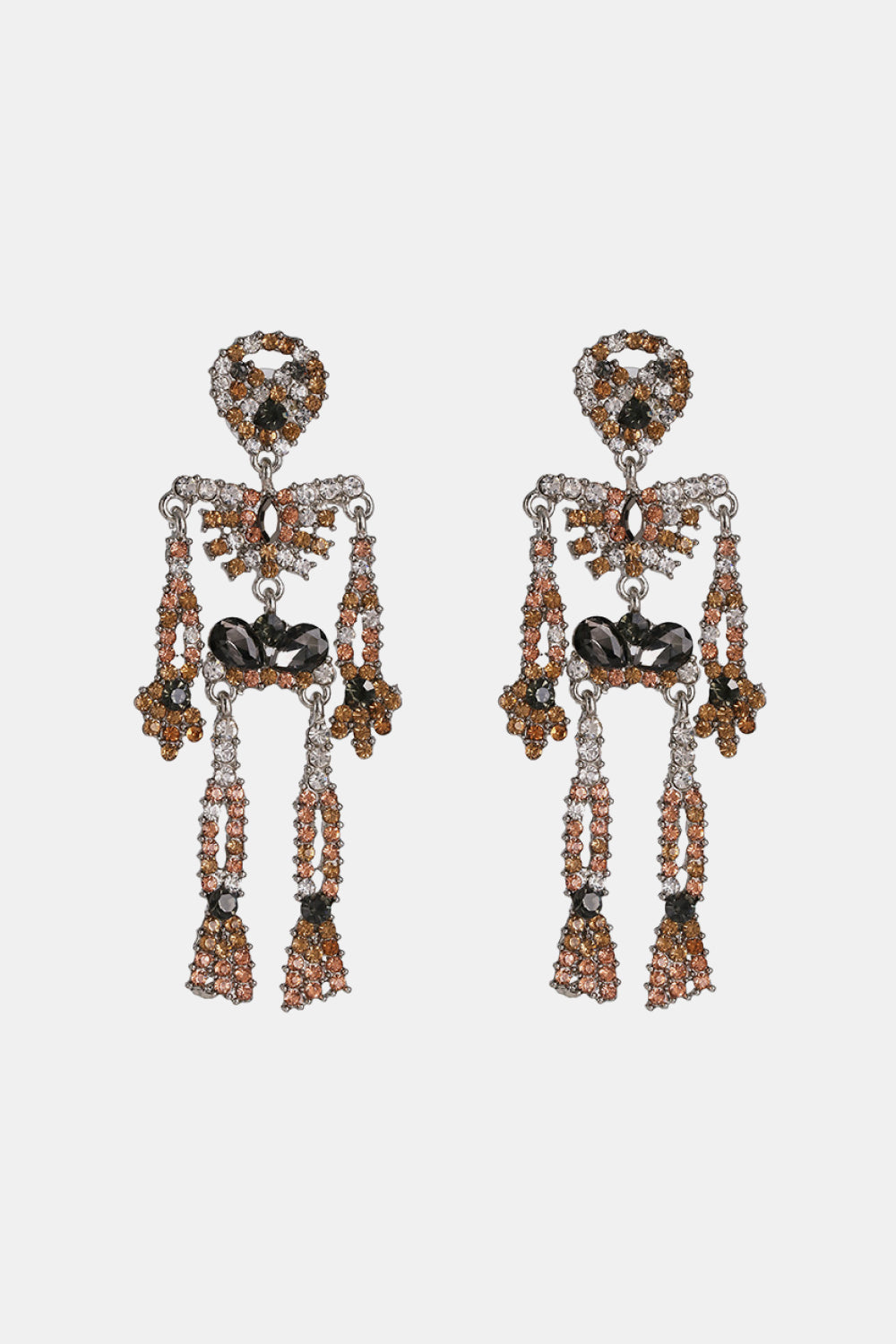 Skeleton Shape Glass Stone Dangle Earrings - AllIn Computer