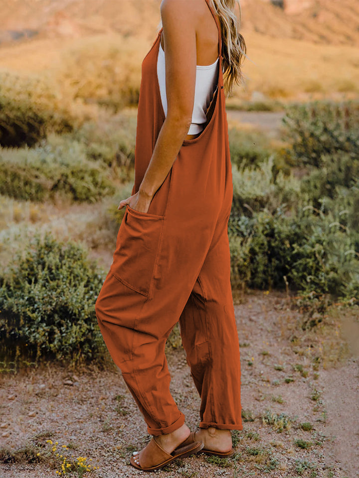 Double Take Full Size Sleeveless V-Neck Pocketed Jumpsuit - AllIn Computer
