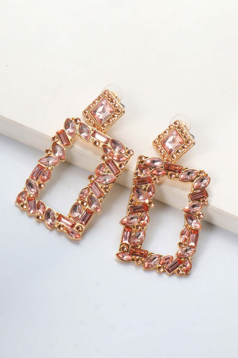 Square Shape Glass Stone Dangle Earrings - AllIn Computer