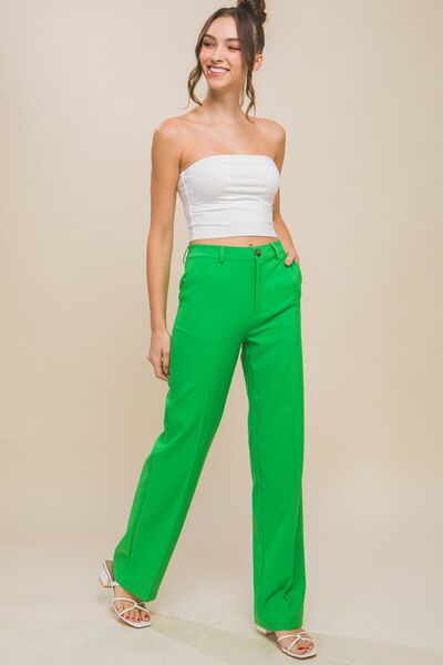 LOVE TREE High Waist Straight Pants - AllIn Computer