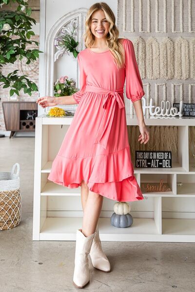 Reborn J Tie Front Ruffle Hem Dress - AllIn Computer