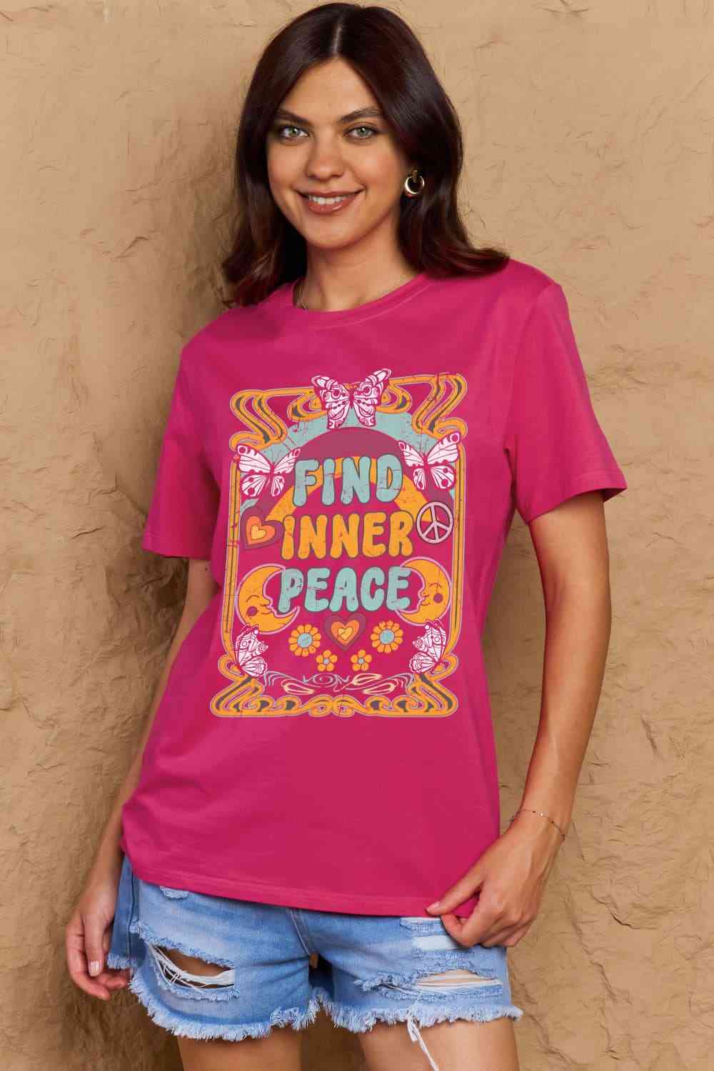 Simply Love Full Size FIND INNER PEACE Graphic Cotton T-Shirt - AllIn Computer