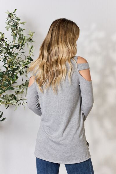 Hailey & Co Cutout Cold Shoulder Long Sleeve Top - AllIn Computer