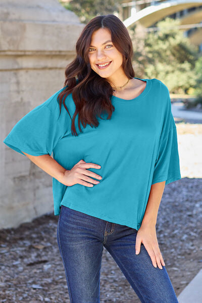 Basic Bae Full Size Round Neck Drop Shoulder T-Shirt - AllIn Computer
