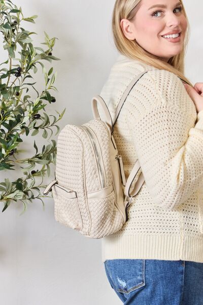 SHOMICO PU Leather Woven Backpack - AllIn Computer