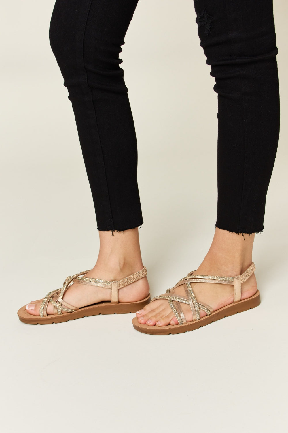 Forever Link Rhinestone Crisscross Flat Sandals - AllIn Computer