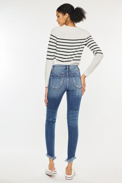 Kancan High Waist Distressed Raw Hem Ankle Skinny Jeans - AllIn Computer