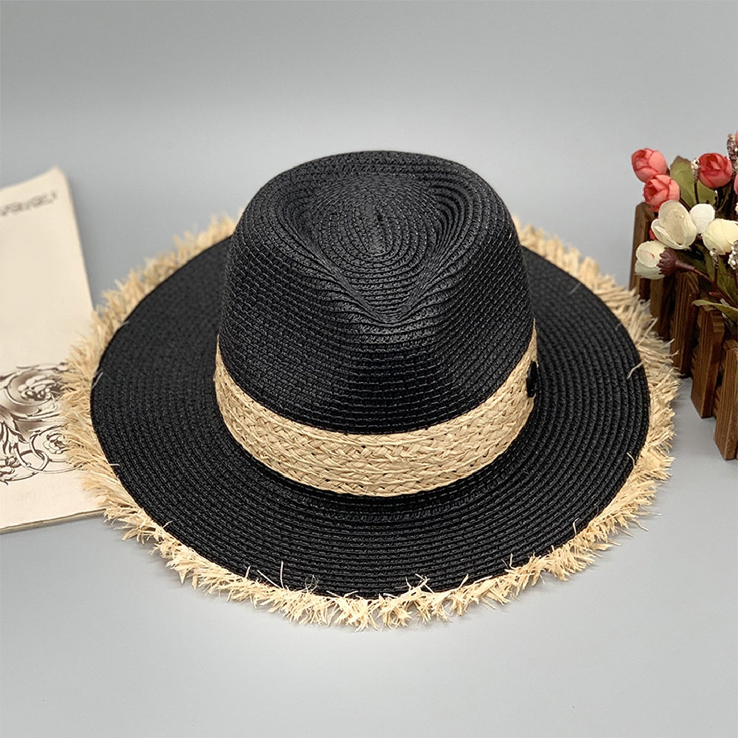 Raw Hem Raffia Hat - AllIn Computer