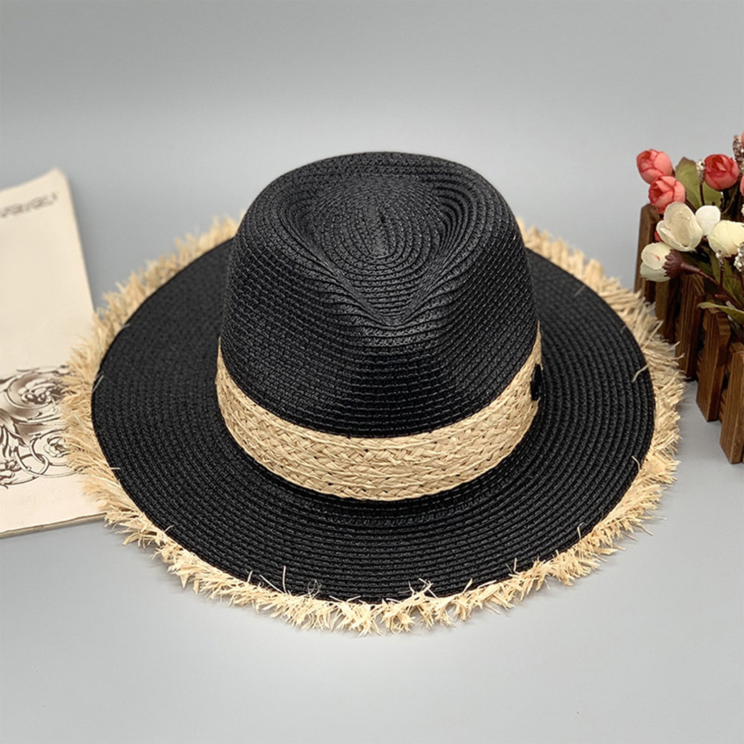 Raw Hem Raffia Hat - AllIn Computer