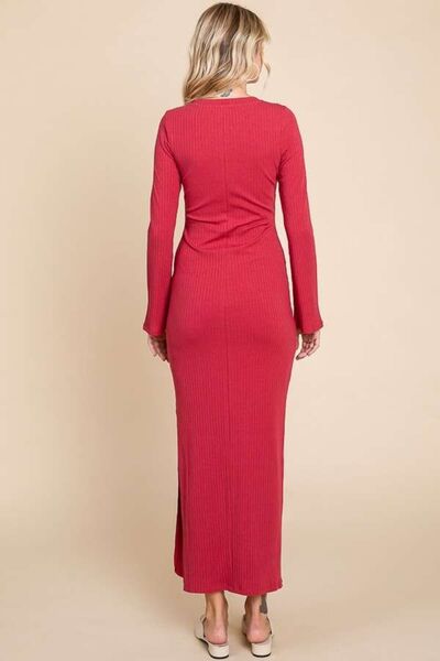 Culture Code Full Size Round Neck Bodycon Bell Maxi Dress - AllIn Computer