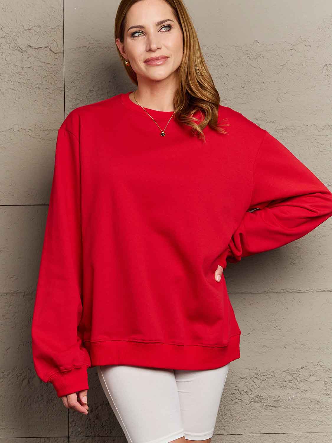 Simply Love Full Size Dropped Shoulder Sweatshirt - AllIn Computer