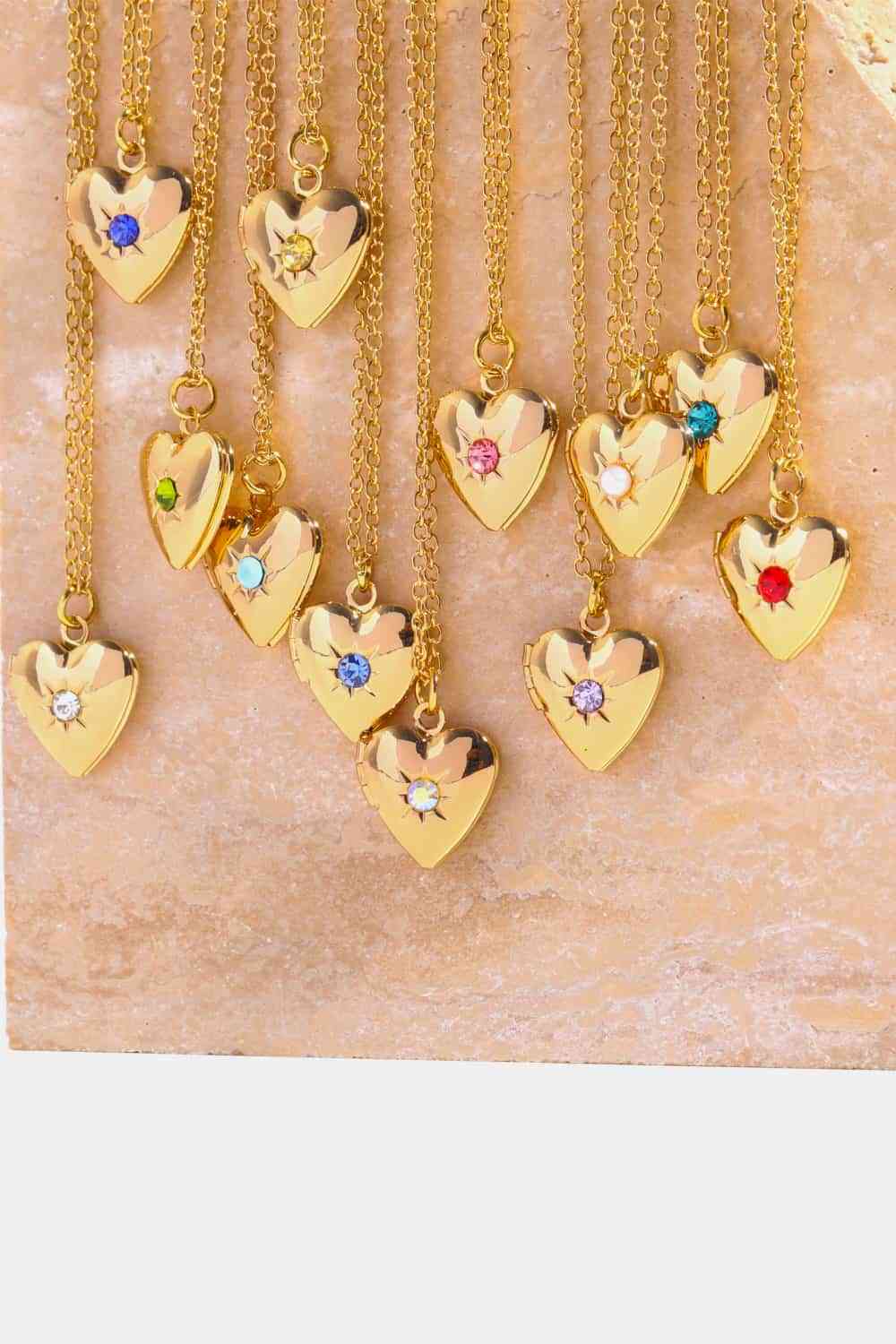Zircon Heart Shape 14K Gold-Plated Pendant Necklace - AllIn Computer