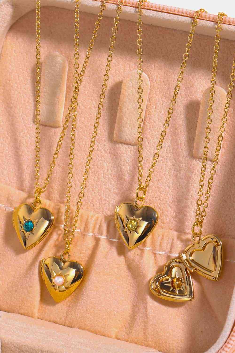 Zircon Heart Shape 14K Gold-Plated Pendant Necklace - AllIn Computer