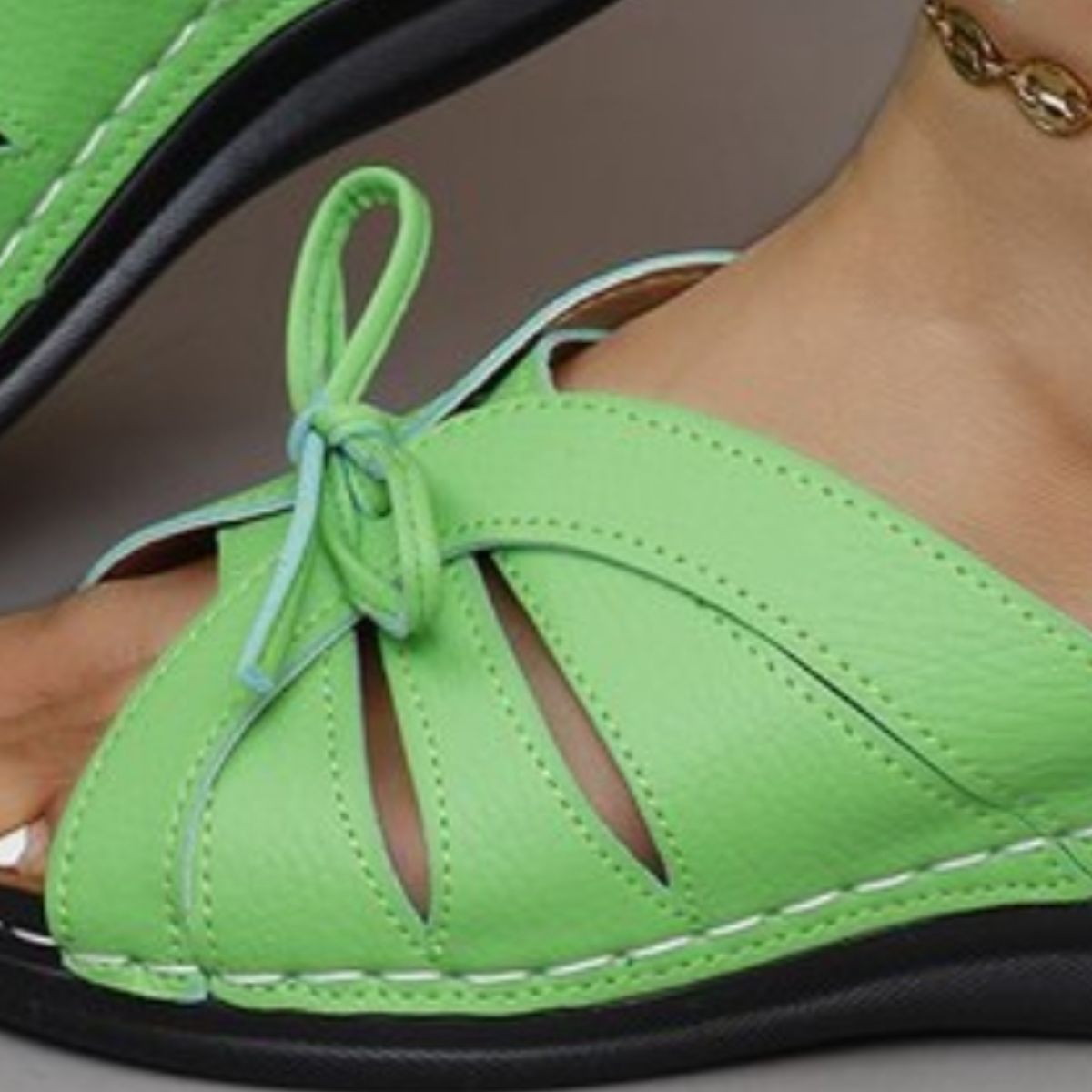 Tied Open Toe Low Heel Sandals - AllIn Computer