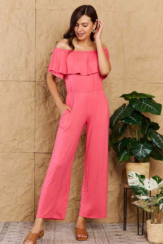 Heimish My Favorite Full Size Off-Shoulder Jumpsuit with Pockets - AllIn Computer