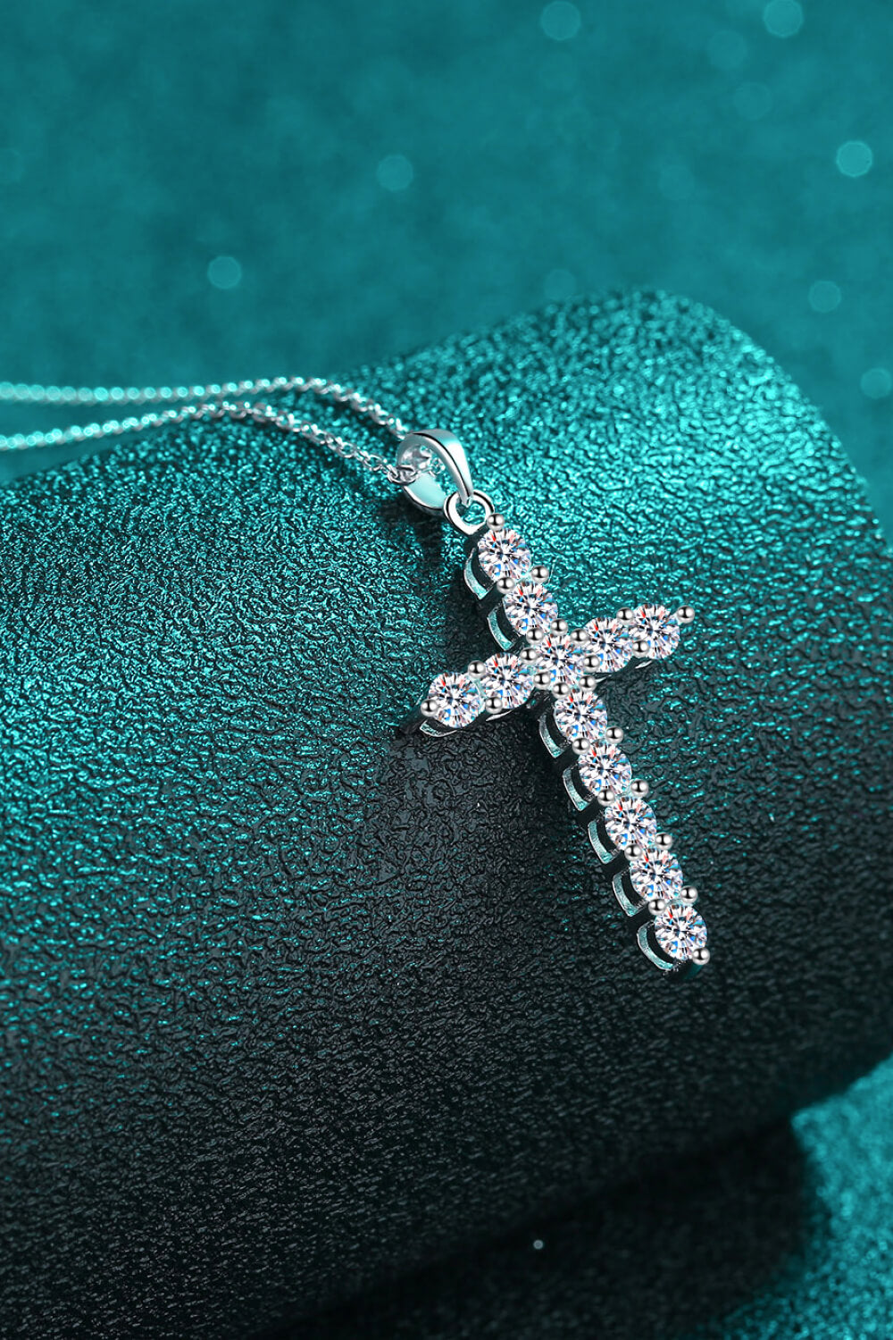 Adored 925 Sterling Silver Cross Moissanite Necklace - AllIn Computer