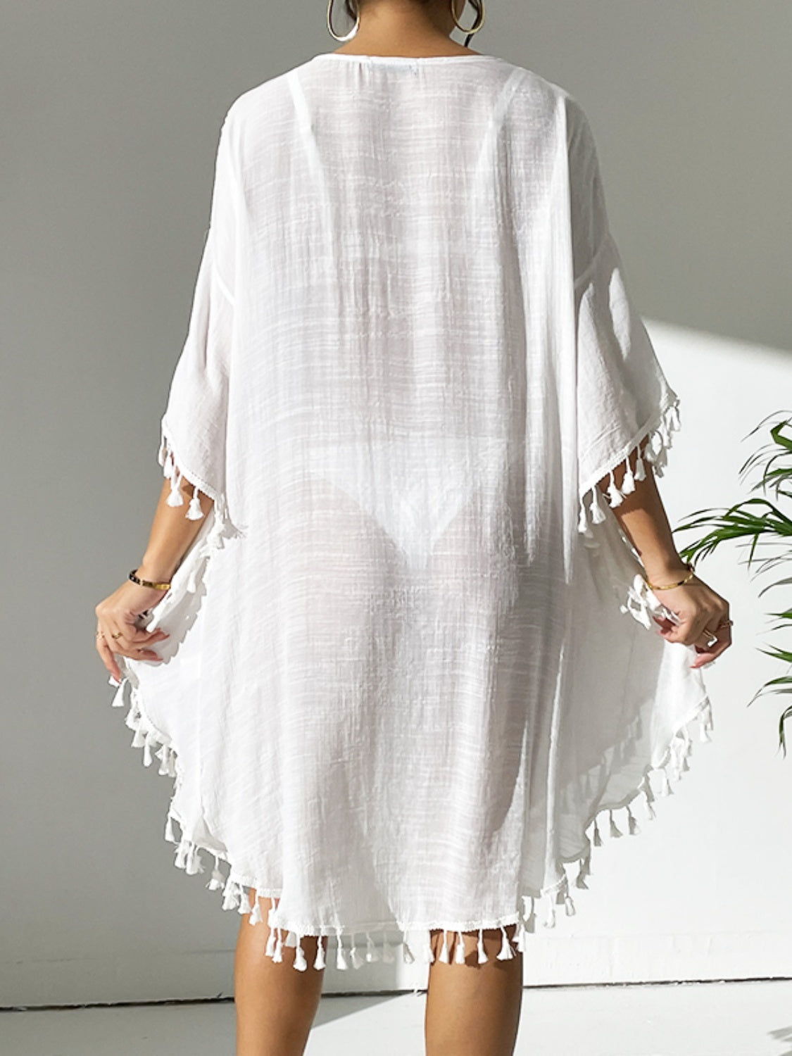Tassel Cutout Scoop Neck Cover-Up Dress - AllIn Computer