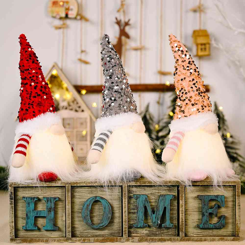 Sequin Light-Up Faceless Gnome - AllIn Computer
