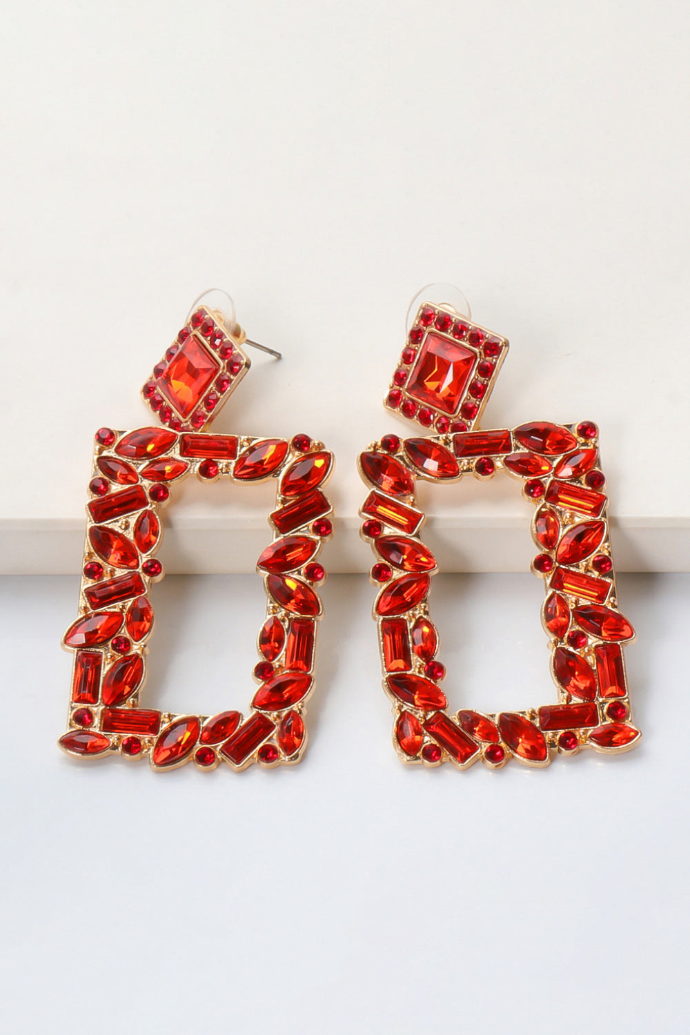 Square Shape Glass Stone Dangle Earrings - AllIn Computer