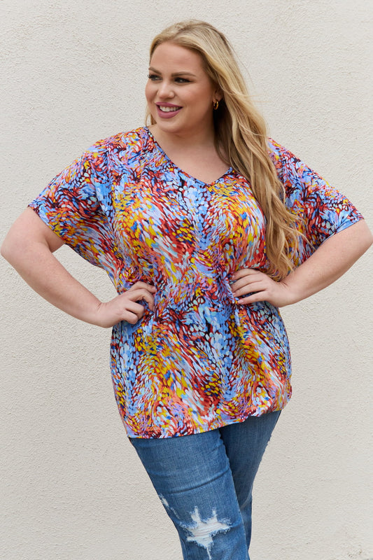 Be Stage Full Size Printed Dolman Flowy Top - AllIn Computer