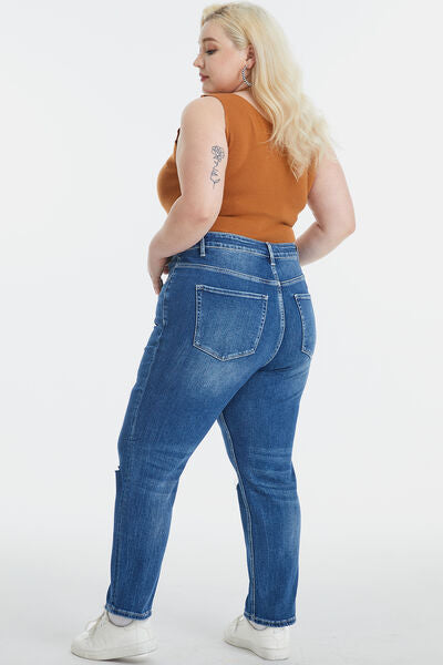 BAYEAS Full Size High Waist Distressed Washed Cropped Mom Jeans - AllIn Computer
