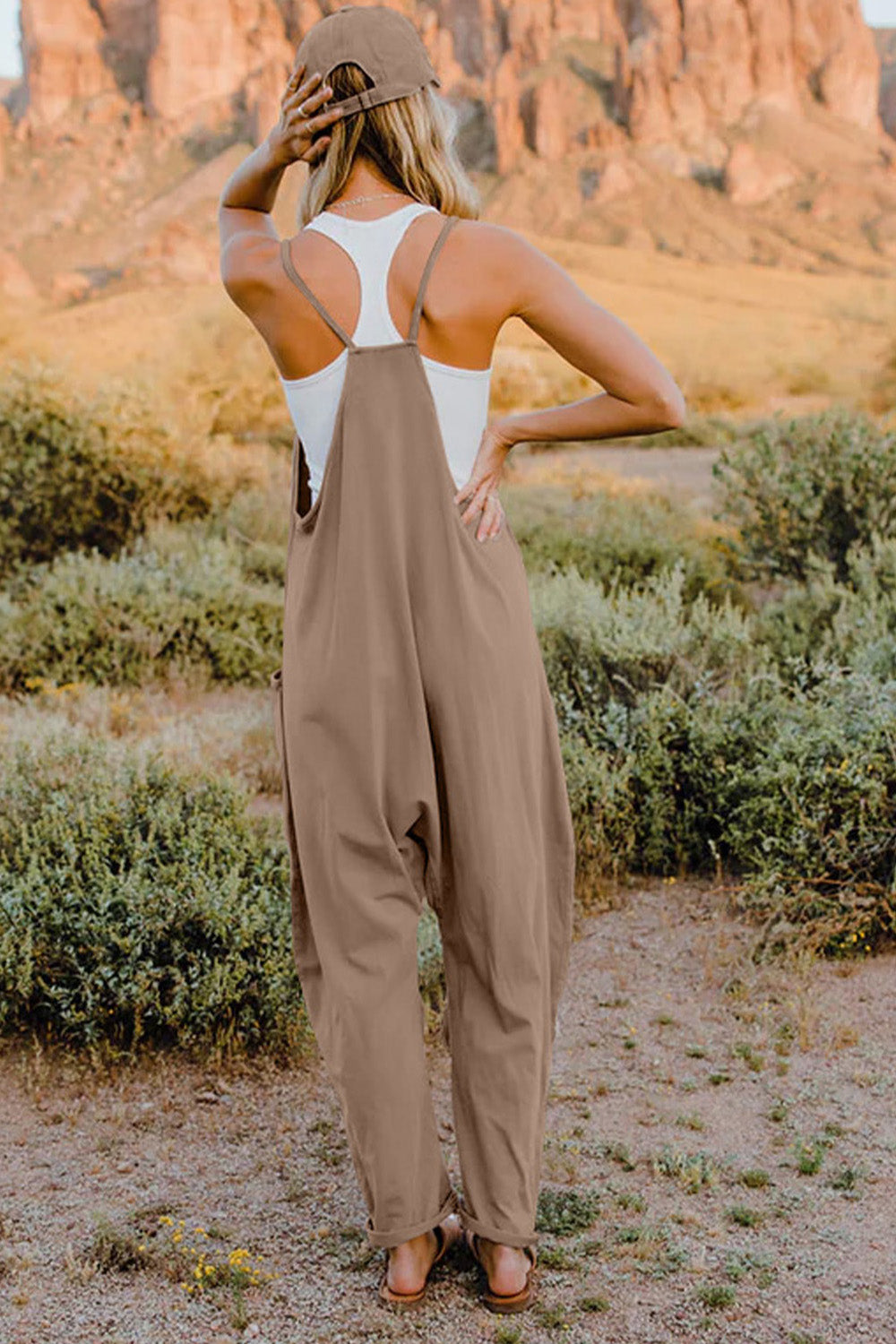 Double Take  V-Neck Sleeveless Jumpsuit with Pocket - AllIn Computer