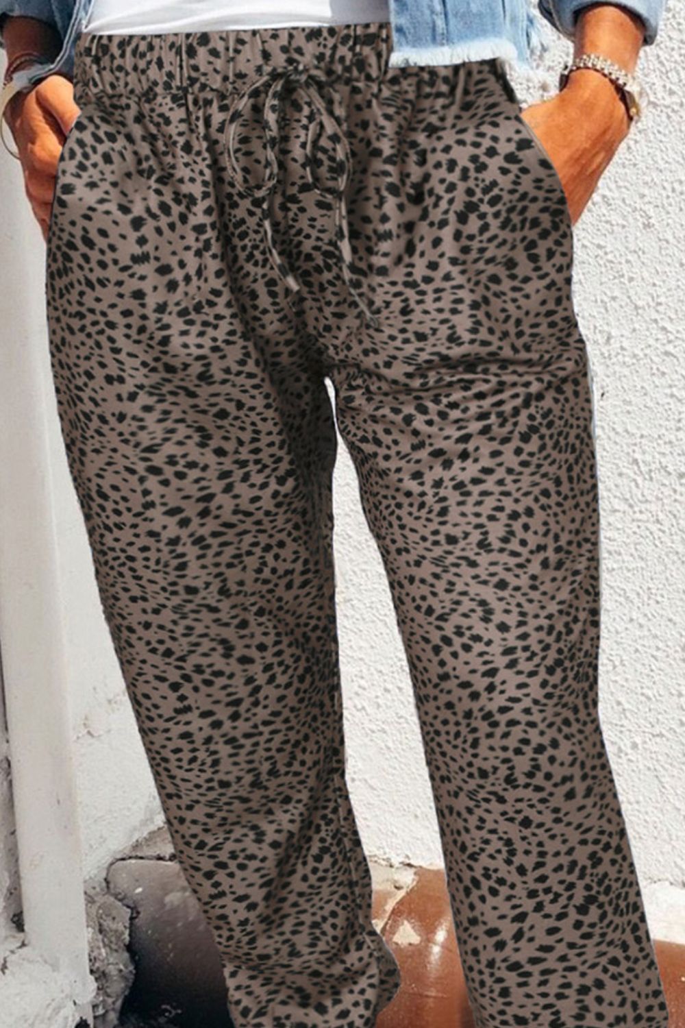 Leopard Pocketed Long Pants - AllIn Computer