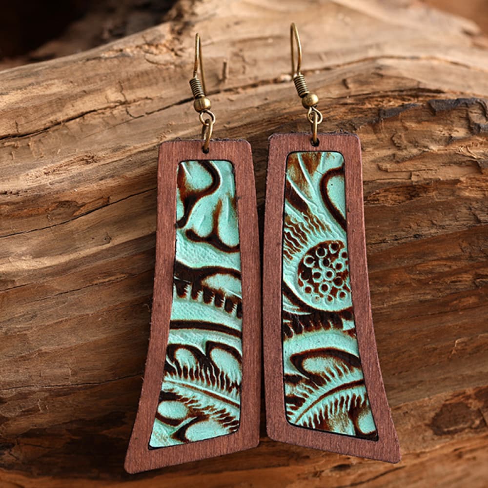 Geometrical Shape Wooden Dangle Earrings - AllIn Computer