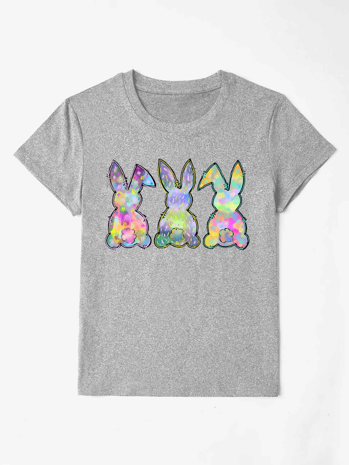 Rabbit Round Neck Short Sleeve T-Shirt - AllIn Computer