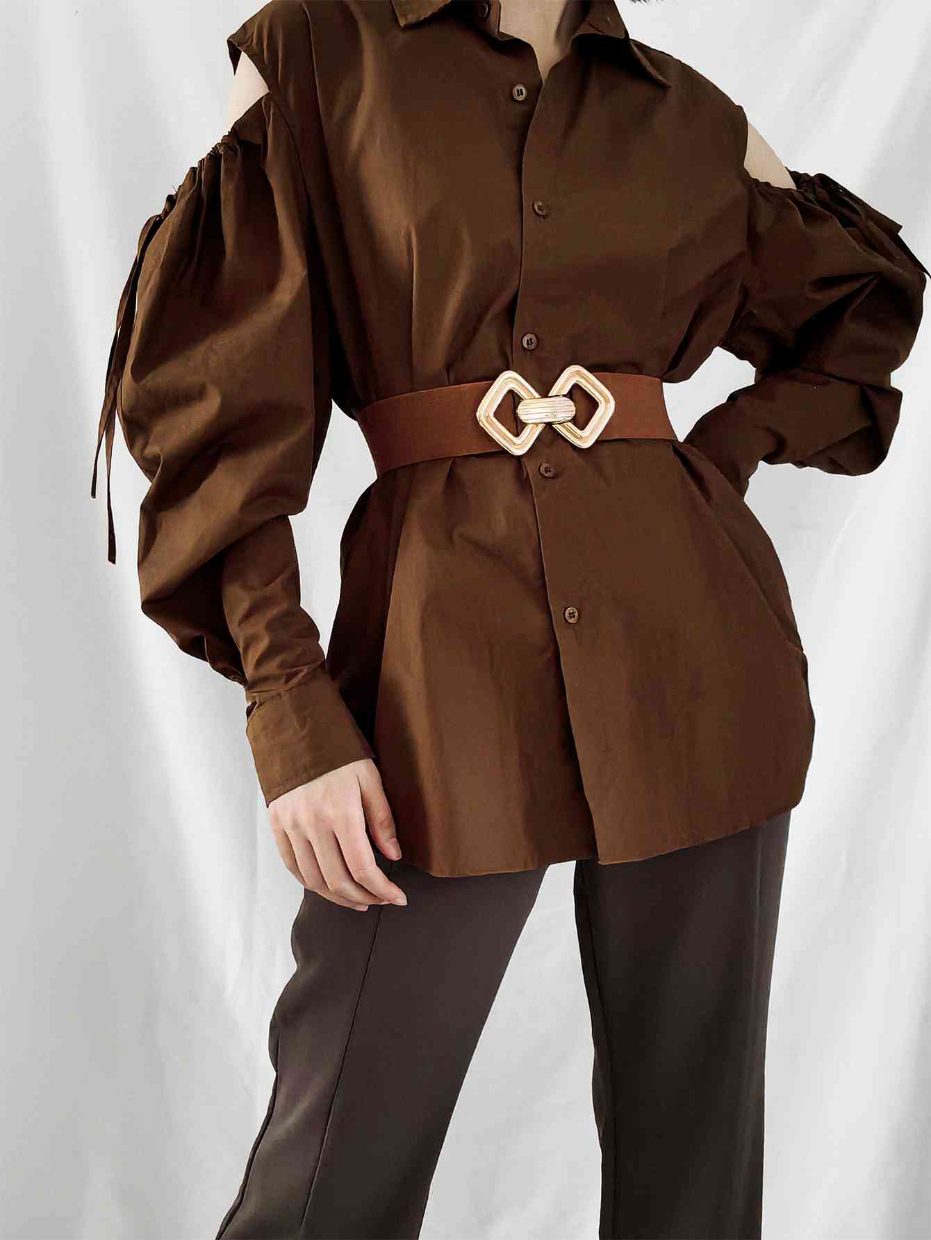 Geometric Buckle Elastic Wide Belt - AllIn Computer