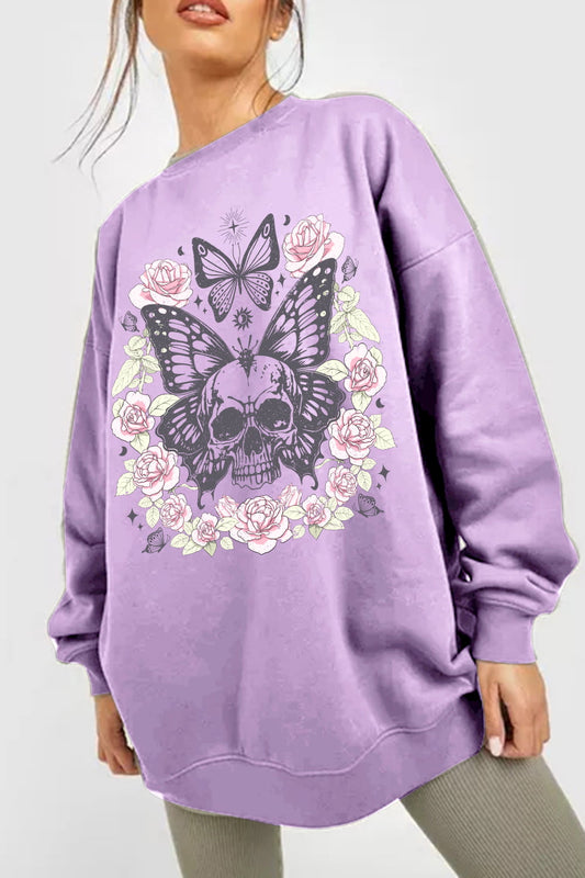 Simply Love Simply Love Full Size Skull Butterfly Graphic Sweatshirt - AllIn Computer