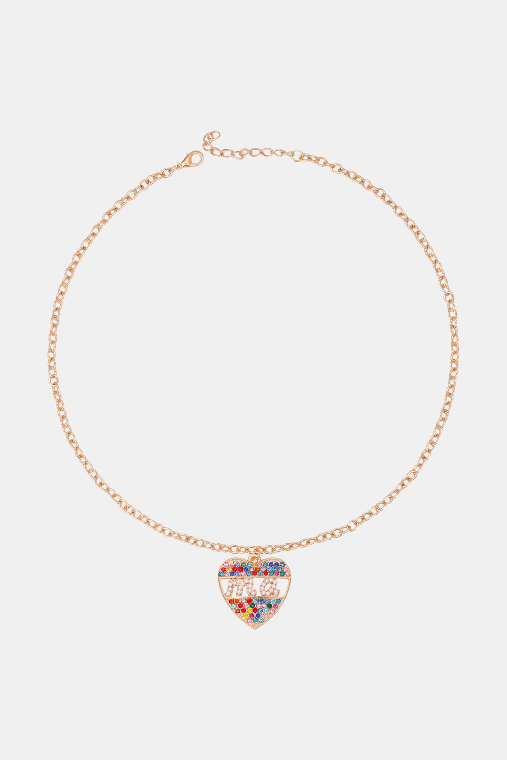 Heart Shape MA Rhinestone Pendant Necklace - AllIn Computer