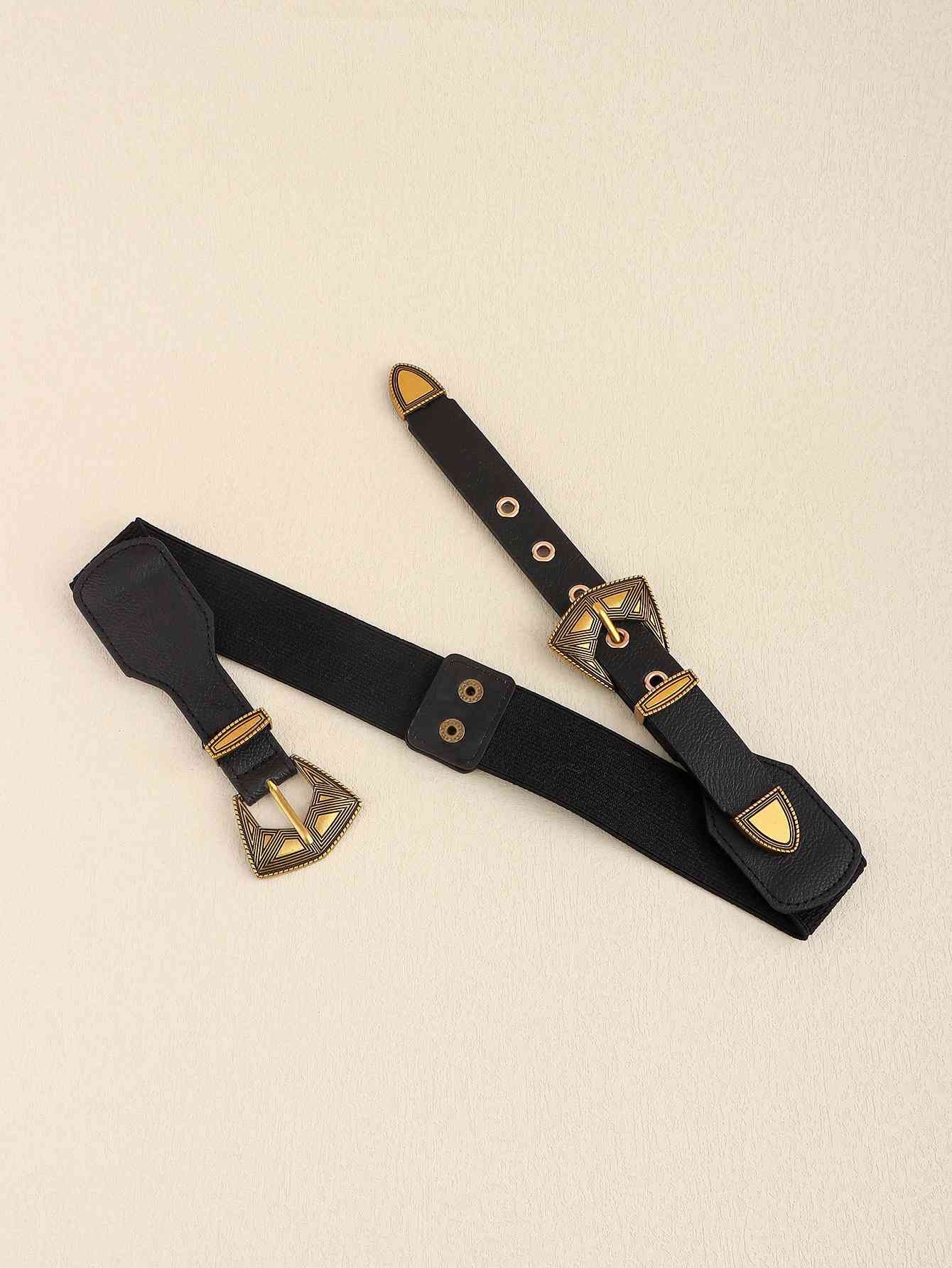 Double Buckle PU Leather Belt - AllIn Computer