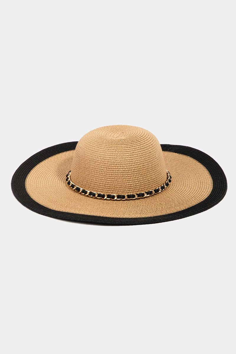 Fame Chain Black Trim Straw Hat - AllIn Computer