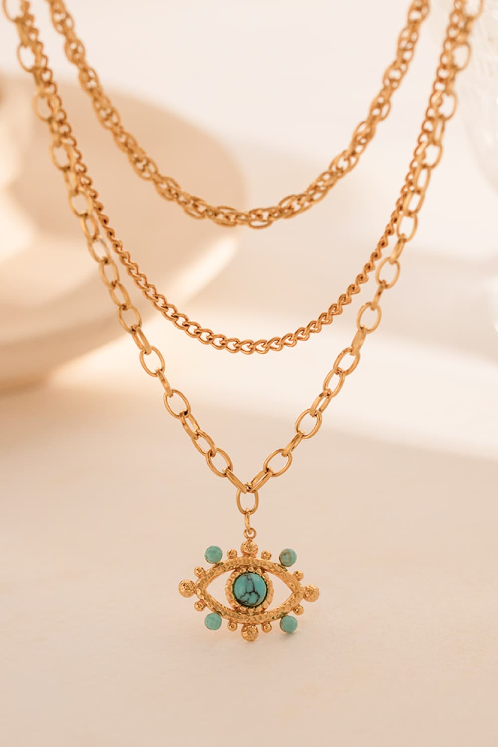 Evil Eye Design Turquoise Pendant Necklace - AllIn Computer