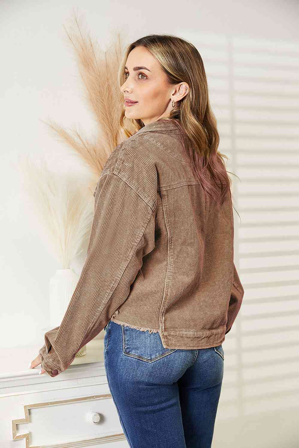 Raw Hem Button Down Jacket - AllIn Computer