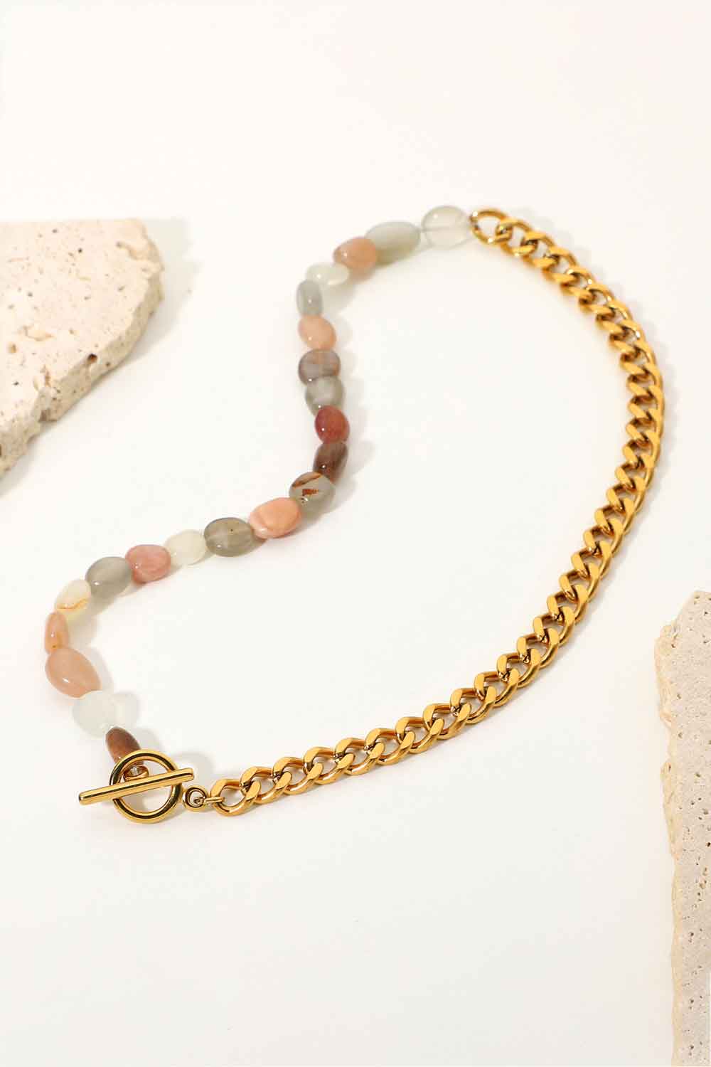Stainless Steel Half Bead Half Chain Necklace - AllIn Computer