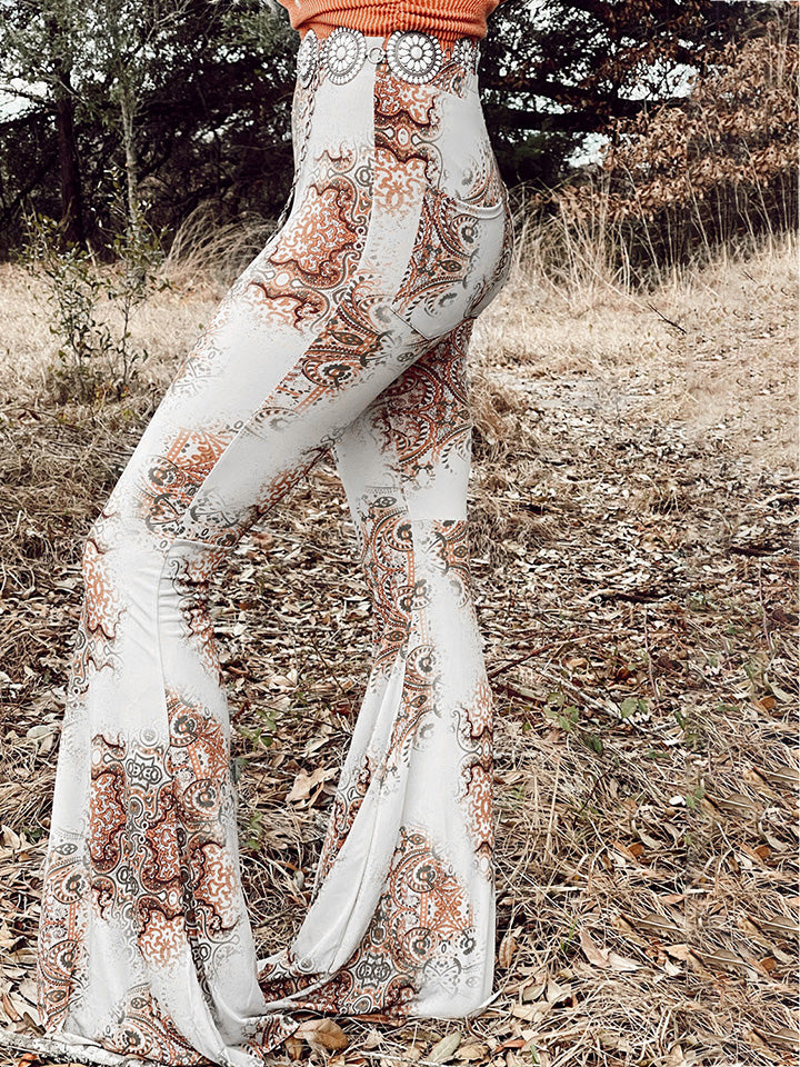 Printed Bodyline Flare Pants - AllIn Computer