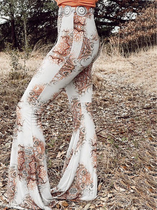 Printed Bodyline Flare Pants - AllIn Computer