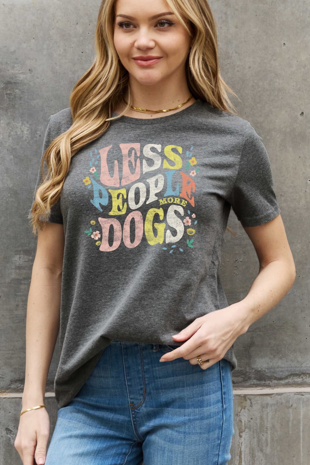 Simply Love Full Size LESS PEOPLE MORE DOGS Graphic Cotton T-Shirt - AllIn Computer