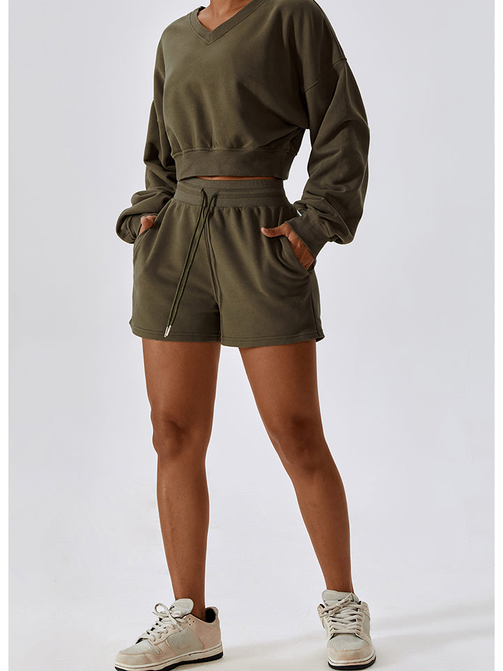 Drawstring Smocked Waist Sports Shorts - AllIn Computer
