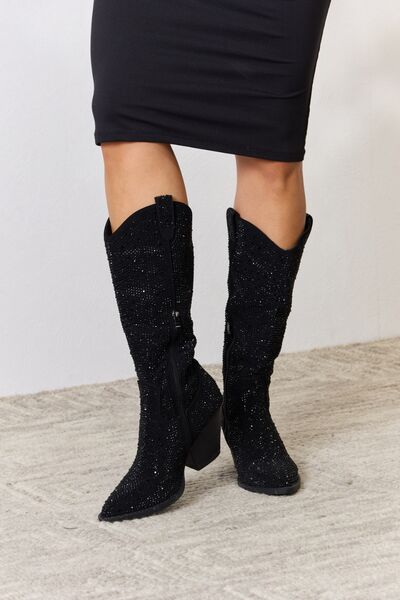 Forever Link Rhinestone Knee High Cowboy Boots - AllIn Computer