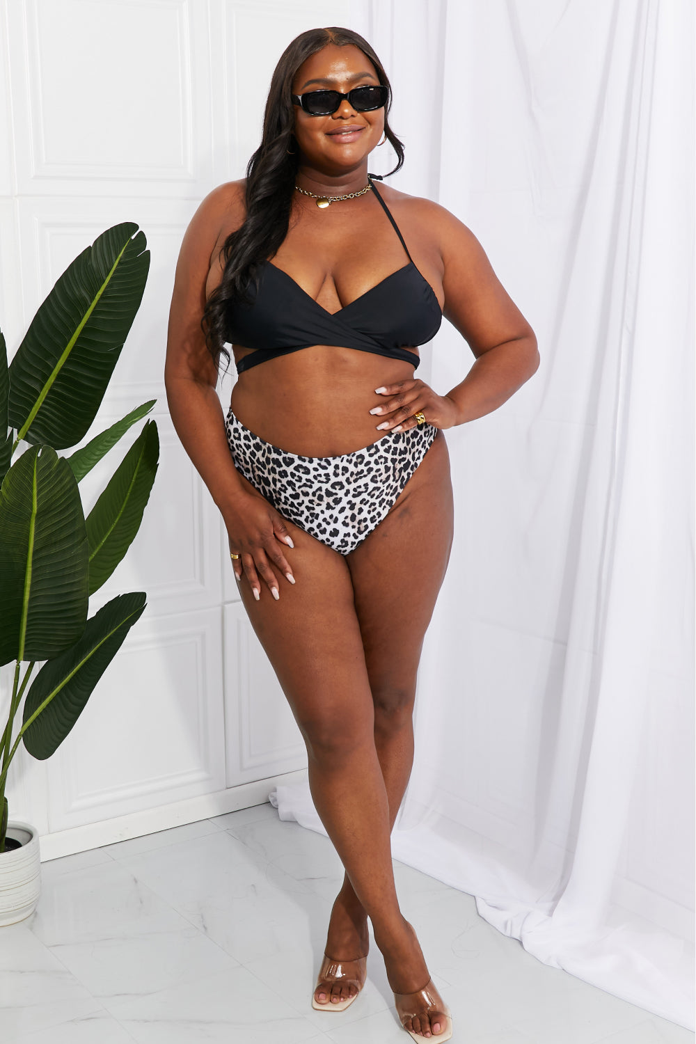 Marina West Swim Summer Splash Halter Bikini Set in Black - AllIn Computer