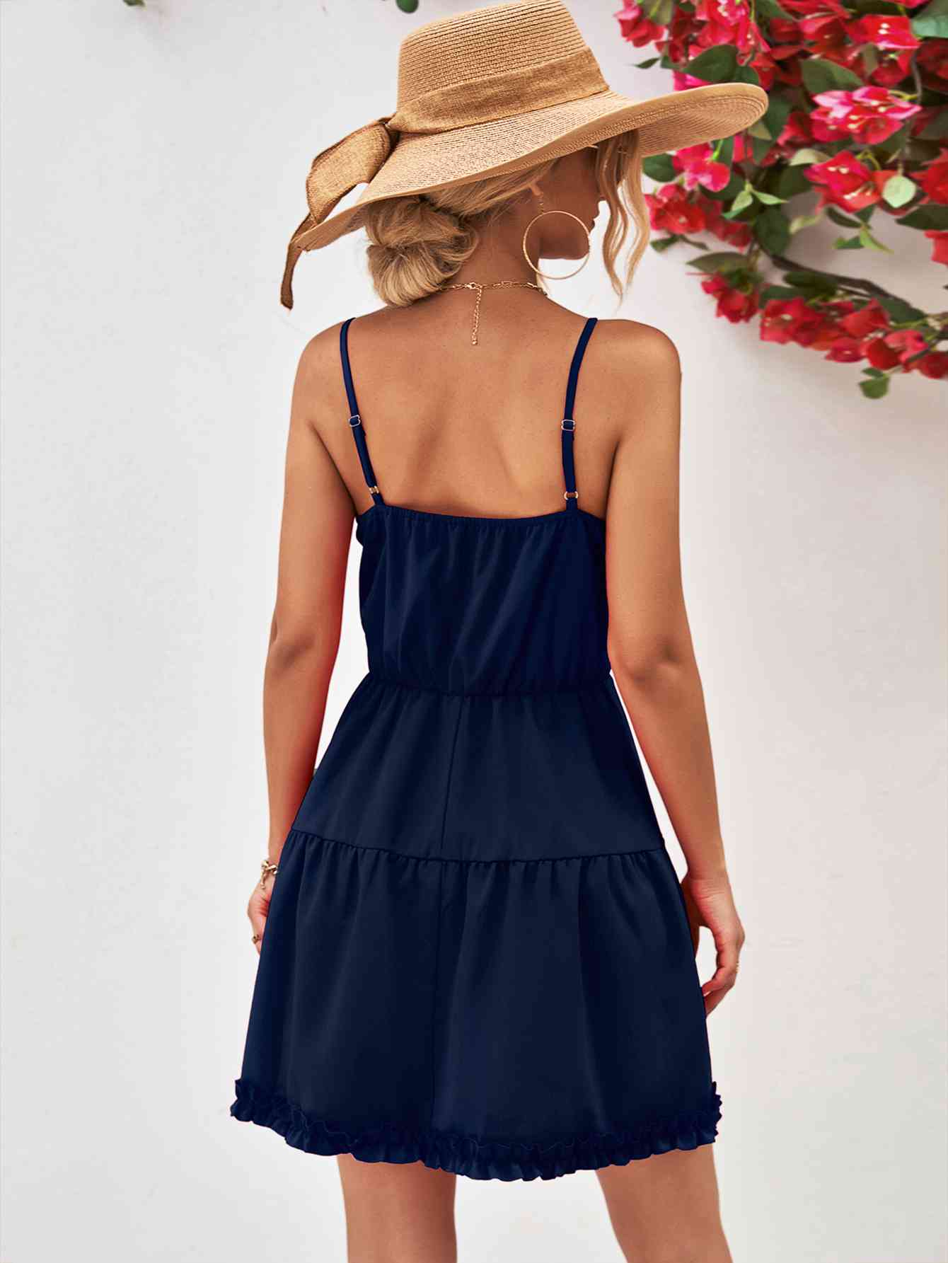 Frill Trim Spaghetti Strap Mini Dress - AllIn Computer
